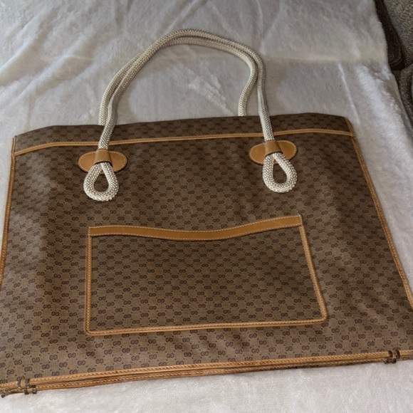 **Non-Authenticated** Vintage Gucci GG Canvas Leather Dual Braided Rope Handles - Picture 1 of 13